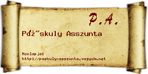 Páskuly Asszunta névjegykártya